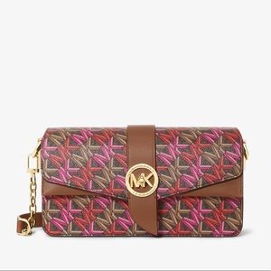 Michael Kors Greenwich Logo Leather Shoulder Bag